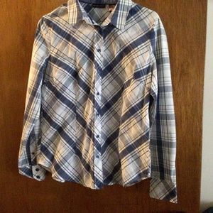 Blue and white button down